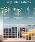 Extra Wide Walk Through Baby Gate Pressure Mounted With Extension For Doorways And Kitchen And Living Room Auto Close Hold Open