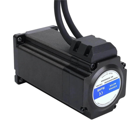 Close-up of Beefy Closed Loop Stepper Motor 4.0Nm Servo Encoder 1000PPR 4000CPR, 5A 2 Phase 4-Lead 10mm Shaft for CNC and robotics.