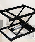 Electric Lift Table Offering Smooth Motorized Height Adjustment And Heavy Duty 60 Kilogram Support For Zero Hustle Home Organization Diy Workbenches And Premium Storage Upgrades, black lifting mechanism displayed.