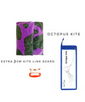 Octopus Kite For All Ages Large Frameless Soft Parafoil With Long Tail Easy To Fly For Adults And Kids Perfect For Beach Park And Outdoor Fun, showing kite, line, and storage bag