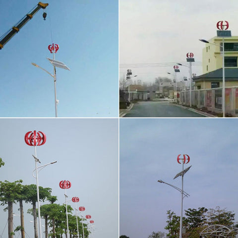 4500W Vertical Axis Wind Turbine Kit For Home Off Grid Power, 5 Blade 12V Generator on streetlights, hybrid system.