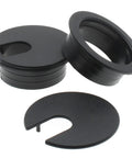 One And A Half Inch U Shaped Desk Grommet Two Pack ABS Plastic Cable Hole Cover For Wires And Cords Through Computer Tables And Countertops Black