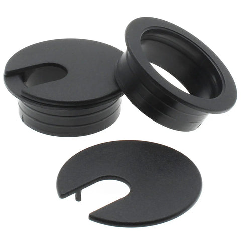 One And A Half Inch U Shaped Desk Grommet Two Pack ABS Plastic Cable Hole Cover For Wires And Cords Through Computer Tables And Countertops Black