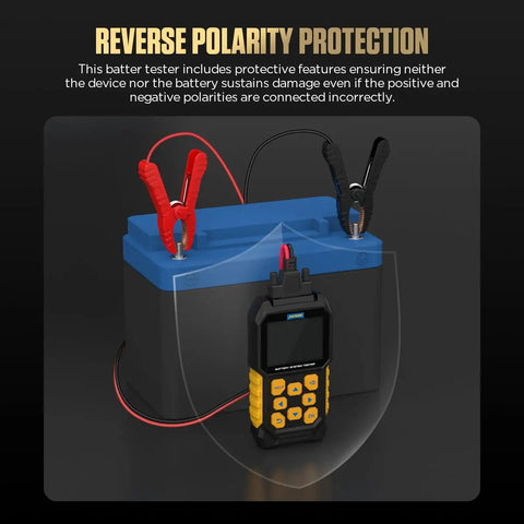 All Vehicles 24V 12V Car Battery Tester With Digital Auto Battery Analyzer And 99.9 Percent Accuracy 30 To 2000 CCA reverse polarity protection on battery clamps