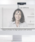 Pro 4K Eye Level Webcam With Retractable Arm For Flawless Video Calls And Live Streaming On PC And Mac showing webcam aligned at 4.2in above screen.