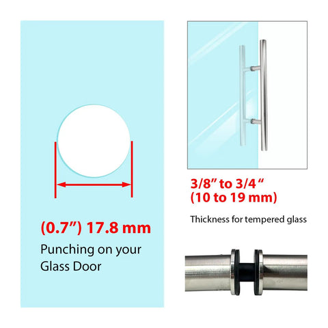 Heavy Duty 304 Stainless Steel Ladder Style Door Pull Handle Built Tough 36 Inch Back To Back Push And Pull Bar For Glass Wood And Storefront Doors Fits Half To Two Inch Thick Openings Requires Five Eighth Inch Mount Hole, 36-inch glass door fit