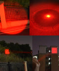 One Mode Red LED Flashlight High Power Red Light Torch For Night Astronomy Aviation Wildlife Watching And Night Observation Perfect For Hunting Camping And Wildlife Tracking No Spook For Wildlife Quiet Red Beam For Covert Use showing red light on various surfaces at night.
