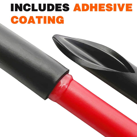 Close-up of black marine adhesive-lined heat shrink tubing showing adhesive coating.