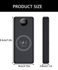 Heavy Duty 8 Bay 18650 Battery Charger Case With Live Digital Display And Usb Pd Fast Charging dimensions and digital display view.
