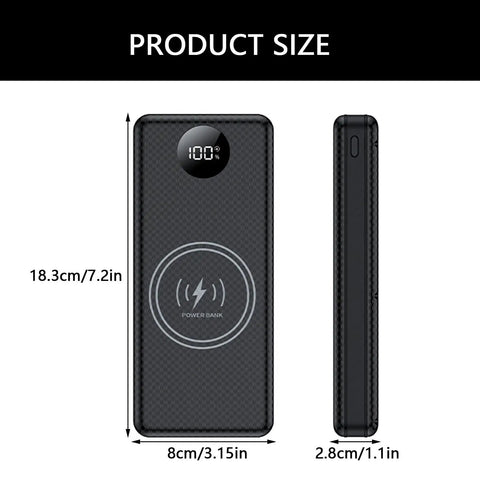 Heavy Duty 8 Bay 18650 Battery Charger Case With Live Digital Display And Usb Pd Fast Charging dimensions and digital display view.