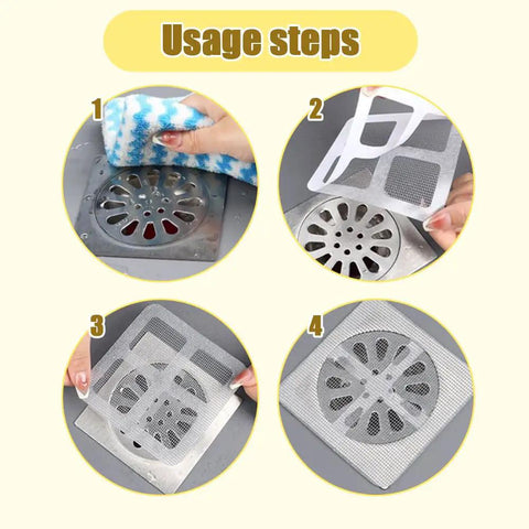 Disposable Shower Drain Covers That Are Absolute Lifesavers For Stopping Hair Clogs Cold Easy Peel Mesh Screens For Bathtubs And Floor Drains 10 Pack Stress Free Quick Swap Bathroom Protectors usage steps demonstration