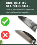 Comparison of stainless steel vs carbon steel blades from Hounen Miyawaki Japanese Weeding Sickle Twisted Stainless Kama Weeder.