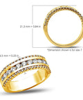 Hella Solid 14K Yellow Gold Wedding Band Ring With One Point Zero Ctw Five Round Diamonds Set In The Real Deal Three Row Stackable Design For Anniversaries, 6mm width.