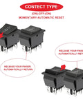 4 Pack Momentary Motor Polarity Reverse DPDT Rocker Switches 12V DC 20A 6 Pin 3 Position ON OFF ON Panel Mount with automatic reset