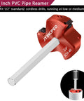 JYINCPED PVC Fitting Saver 3/4 Inch, PVC Pipe Reamer Socket Saver with Triple Blade & 1/4-Inch Hex Shaft shown with drill compatibility