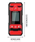 Multi Wall Scanner Stud Finder, Distance Meter Angle Gauge, compact red device with display for accurate measurements.