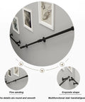 No Nonsense Wrought Iron Handrail 18 Ft Indoor Outdoor Stair Safety Bar With Wall Mount Brackets attached to a wall with art.