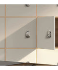 Durable Cabinet Cam Lock With Padlock Compatibility For Lockers And File Cabinets Zinc Alloy Construction on beige locker