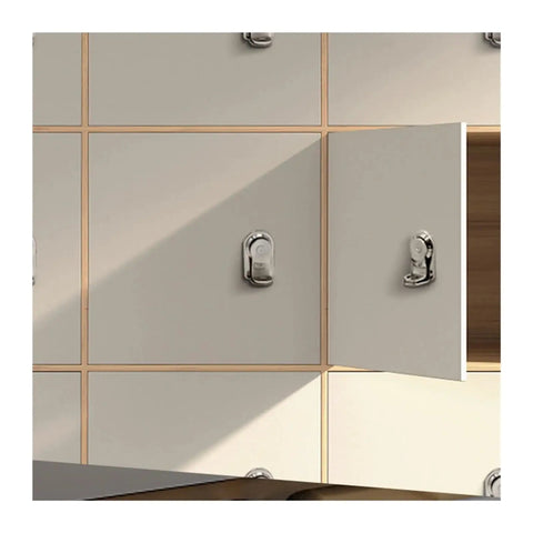 Durable Cabinet Cam Lock With Padlock Compatibility For Lockers And File Cabinets Zinc Alloy Construction on beige locker