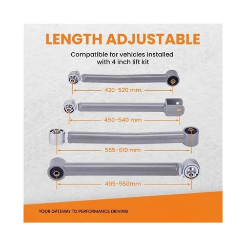Adjustable Control Arms Kit 0 To 6 Inch Lift For Jeep Wrangler JK 2007 To 2018 Steering Arm Bushing Replacement And Suspension Upgrade lengths