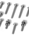 Beefy Stainless Steel 304 1/4-20 Flange Hex Bolts Kit With Nylon Insert Lock Nuts And Flat Washers In 1/2 Inch To 2 Inch Lengths For DIY Projects And Heavy Duty Equipment Fixes. Stainless steel 1/4-20 flange hex bolts with nuts and washers