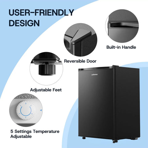 User-friendly design features of No Fuss And Slick Effortless Setup 30 Cubic Foot Upright Freezer in matte black.