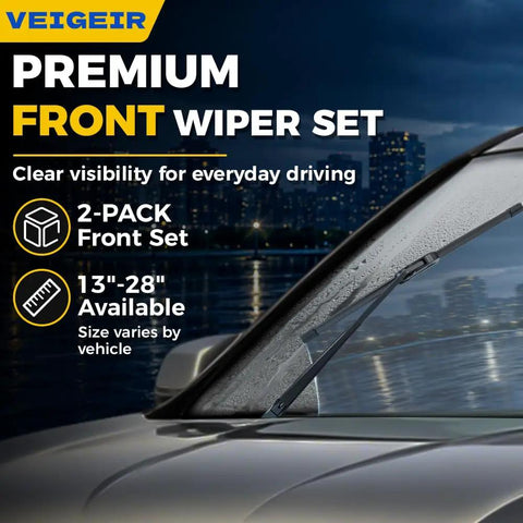 Top Shelf Front Wiper Blades 26 Inch Plus 18 Inch 2 Pack J And U Hook installed on windshield for clear visibility.