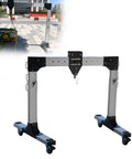 Portable Aluminum Gantry Crane With Adjustable Beam Height And 500 To 2000 Kilogram Load Capacity For No Sweat Heavy Lifting Garage Shop Manufacturing Projects Year Round showing the adjustable frame and wheels.