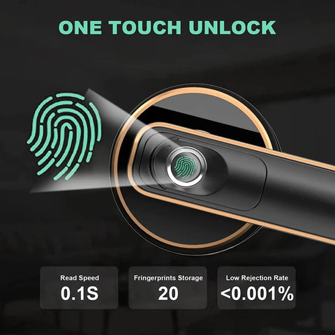 Smart Fingerprint Door Lock Biometric Keyless Entry With Handle, One Motion Unlock In Just 0.1 Seconds, No Wires Needed, Fits Standard Doors, Perfect For Homes, Apartments, Offices, And Hotels
