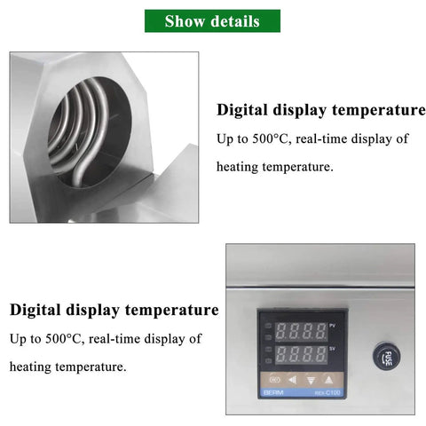 Digital display of the Hassel Free Electric Heat Shrink Wrapping Machine With Digital Thermostat Control showing temperature settings.