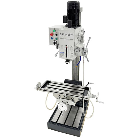 Gear Head Vertical Drill Press With Automatic Feed For Drilling Tapping And Milling Heavy Duty Workhorse in workshop setting