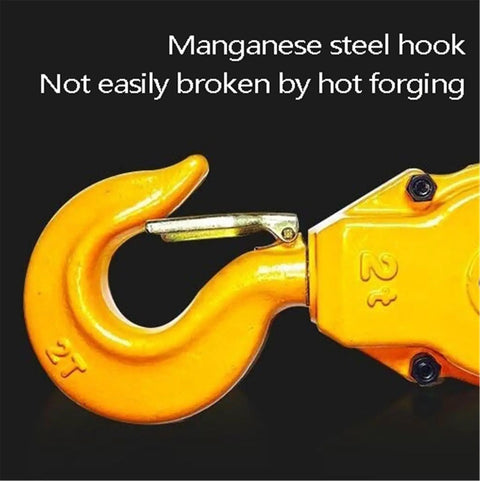 Built Tough 3 Ton Electric Hoist Chain Type Gantry Crane with manganese steel hook designed for heavy lifting.