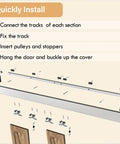 Installation steps for 6Ft Double Sliding Barn Door Hardware With Heavy Duty Aluminum Track And Rustproof Silver Finish.