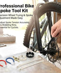 Eight Piece Bike Spoke Wrench Tool Kit For Rim Truing And Tire Levers With Storage Box Pro Grade All In One Wheel Repair Set