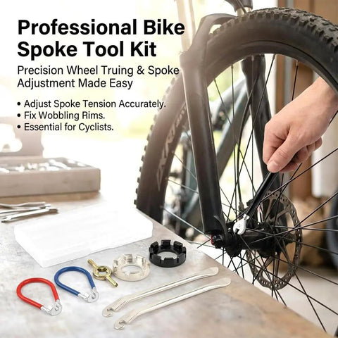 Eight Piece Bike Spoke Wrench Tool Kit For Rim Truing And Tire Levers With Storage Box Pro Grade All In One Wheel Repair Set
