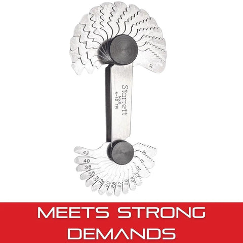 Steel Screw Pitch Gauge With Locking Device For Construction And DIY Projects, 4-42 TPI Range, displaying multiple leaves