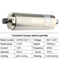 Heavy Duty 1500W Water Cooled CNC Spindle With Constant Torque And 80mm Diameter High Speed Motor for stone cutting