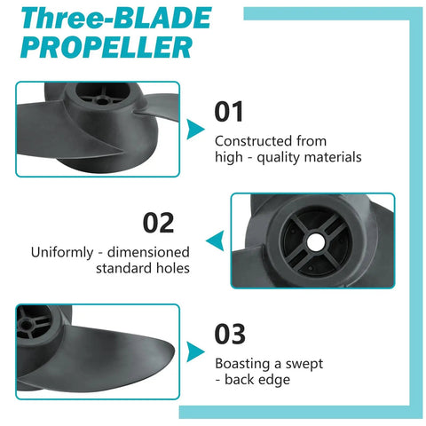 Go To Three Blade Trolling Motor Propeller Replacement For Machete III 3.5 Inch Hub Small Boat Motor propeller details