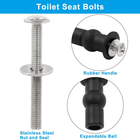 Heavy Duty Stainless Steel Toilet Seat Bolts Fix That Wobbly Seat In No Sweat Fashion M6 Thread showing stainless steel nut and rubber handle.