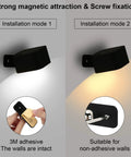Cordless Black LED Wall Sconces With Remote And Touch Dimmer Battery Operated Reading Lights Rechargeable Dimmable Installation Options