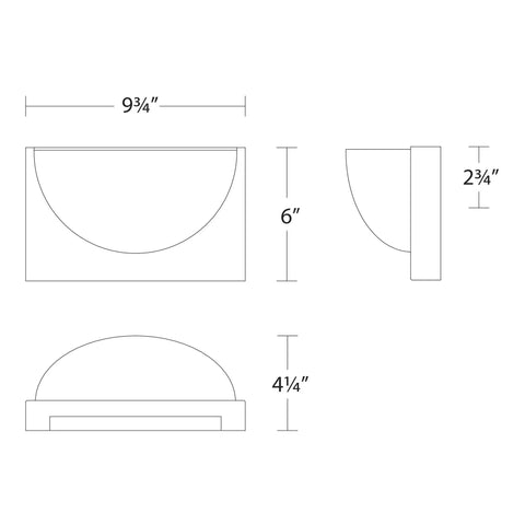 Dimensions of DweLED Mylie 10-In LED Wall Sconce 3000K in Aged Brass With Front Light And Downlight; 9¾" width, 6" height