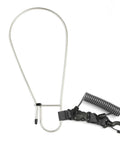 Offshore Kayak And Spearfishing Stainless Steel Fish Stringer Clip With 36 Inch Steel Core Lanyard for speargun use, coiled lanyard visible.