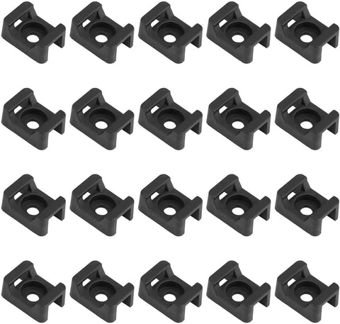 100 Pack Cable Tie Mounts With M5 Screw Holes, Flat Surface Wire Tie Bases, 23x16x9 mm Cord Tie Holder in black nylon