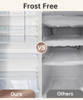Massive Convertible Upright Freezer And Refrigerator Combo, 21.2 Cubic Feet stainless steel interior comparison with frost build-up.