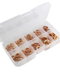 Killer Flat Copper Washers Complete Set With Nuts And Bolts For Sump Plug Seals Engine Repair Heat Resistant Universal Fit Fits M8 To M14 Sizes Fixing Leaks Critical Sealing Parts Easy Install Best Quality Copper For Great Reliability Now in organizer box
