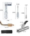All In One Pro Grade Grease Gun Fittings Kit with 90 Degree Coupler, needle nozzles, and tips for automotive and industrial use