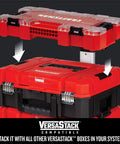 VersaStack Mechanic Tool Set 71 Piece One Quarter and Three Eighths Drive SAE and Metric Sockets Ratchets Hex Keys Adapters Case with Polish Chrome Finish Durable Carry Case with Sturdy VersaStack Compatible Design for Easy Transport and Organization stackable boxes
