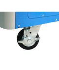 Close-up of the locking caster wheel on the Industrial Grade Portable Air Conditioner With Triple Cold Air Nozzles.
