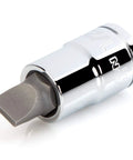 1/2 Inch Drive Slotted Bit Socket With S2 Steel Bit Press Fit For A Tight No Loosen Connection Machined Tip With Parallel Flat Faces