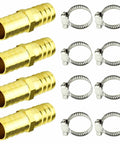 Four Pack Garden Hose Repair Kit With Stainless Clamp For Three Quarter Inch To Five Eighths Inch Hoses Brass Connectors